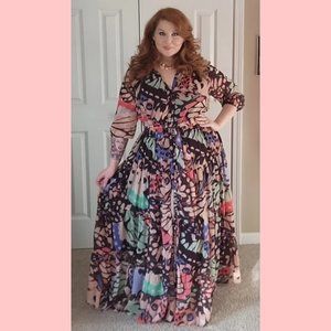 Butterfly Print Maxi Dress